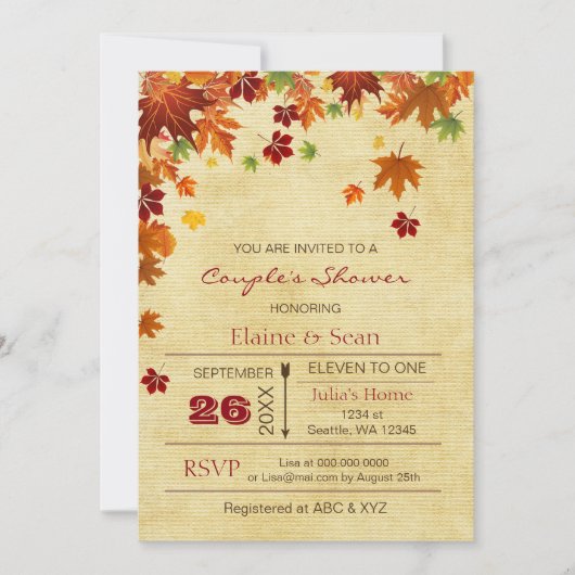 Rustikale Herbstlaube fallen Brautparty Einladung (Vorderseite)