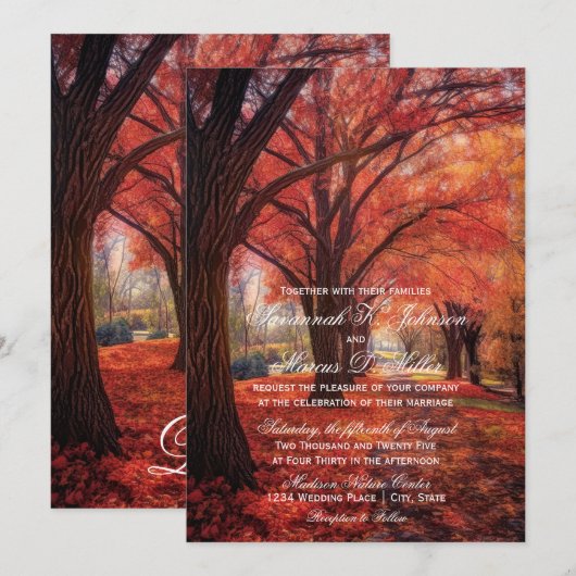 Rustikale Herbstlaube Herbsthochzeit Einladung (Vorne/Hinten)