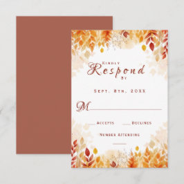 Rustikale Herbstlaube Hochzeit im Wasser RSVP Karte