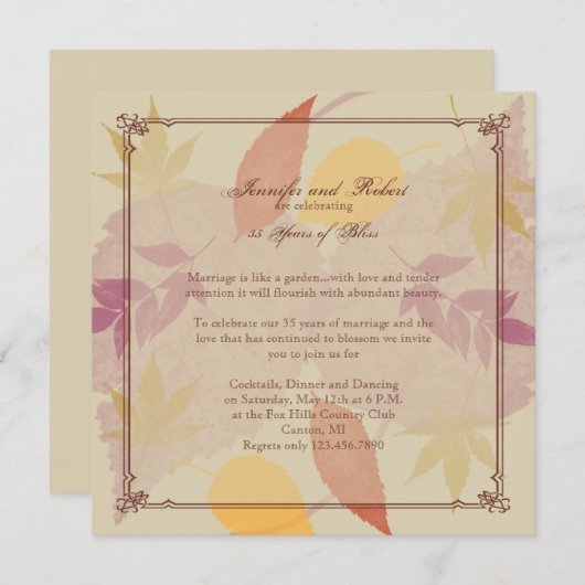 Rustikale Herbstlaube Jahrestag Einladung (Vorne/Hinten)