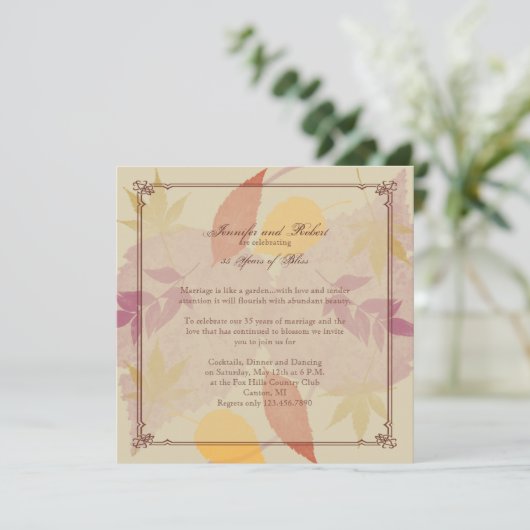 Rustikale Herbstlaube Jahrestag Einladung (Stehend Vorderseite)