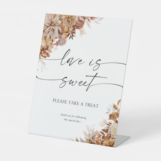 Rustikale Herbstlaube Liebe ist süßes Zeichen Sockelschild (Vorderseite)