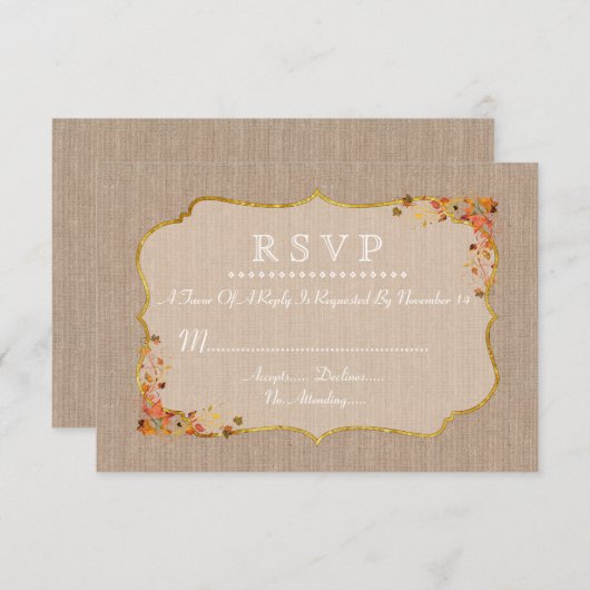 Rustikale Herbstlaube Linen Leinwand UAWG RSVP Karte (Vorne/Hinten)