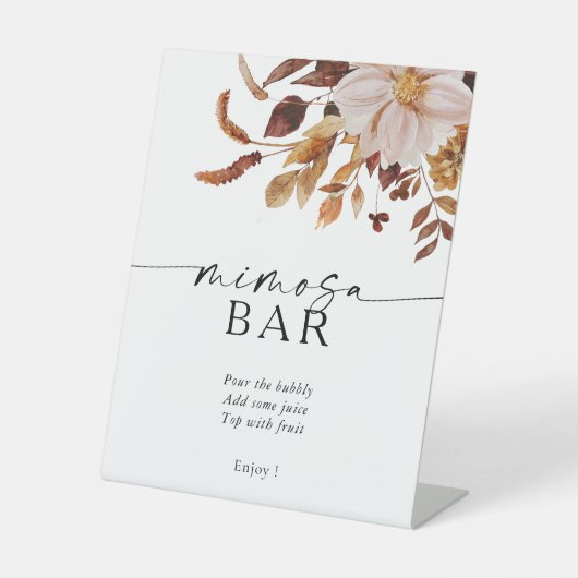 Rustikale Herbstlaube Mimosa Bar Sign Sockelschild (Vorderseite)