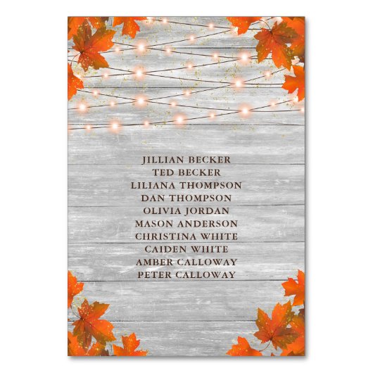 Rustikale Herbstlaube mit Streicheleien Tischnummer (Rückseite)