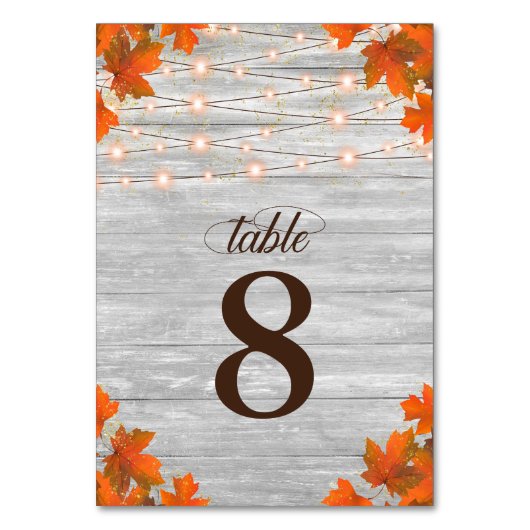 Rustikale Herbstlaube mit Streicheleien Tischnummer (Vorderseite)