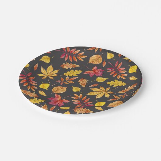 Rustikale Herbstlaube Muster Party Herbst Pappteller (Schrägansicht)