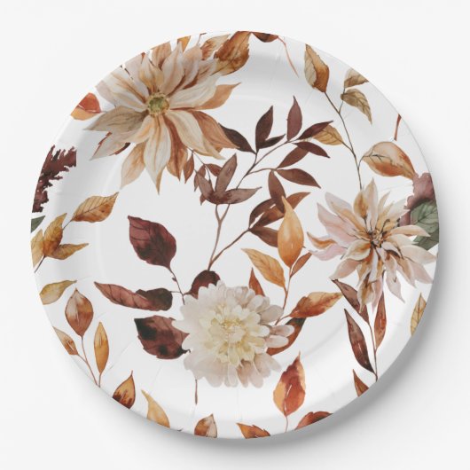 Rustikale Herbstlaube Pappteller (Vorderseite)