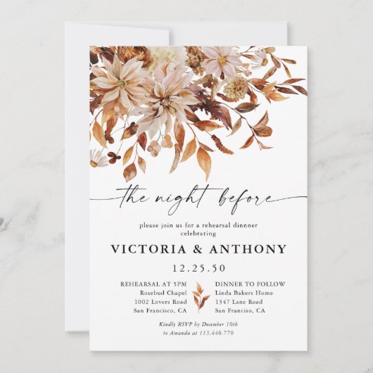 Rustikale Herbstlaube Probe Abendessen Einladung (Vorderseite)