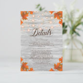 Rustikale Herbstlaube und Lichter für Hochzeiten Begleitkarte (Stehend Vorderseite)