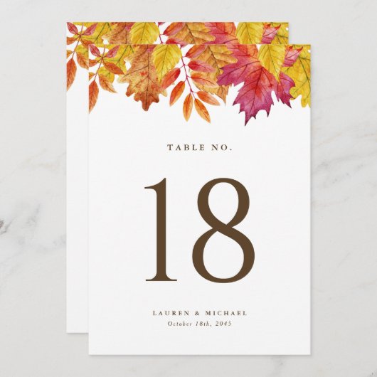 Rustikale Herbstlaubs Garland Hochzeit Tischnummer (Vorne/Hinten)