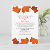 Rustikale Herbstleaf Burnt Orange Maple White Wedd Einladung (Stehend Vorderseite)