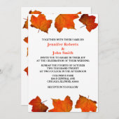 Rustikale Herbstleaf Burnt Orange Maple White Wedd Einladung (Vorne/Hinten)