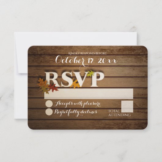 Rustikale Herbstleaf UAWG Wedding RSVP Karte (Vorderseite)