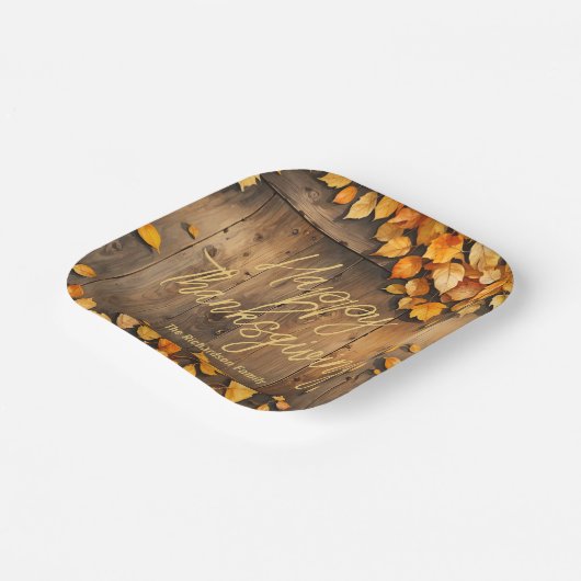 Rustikale Herbstleaven auf dem Erntedank Holz Pappteller (Gewinkelt)