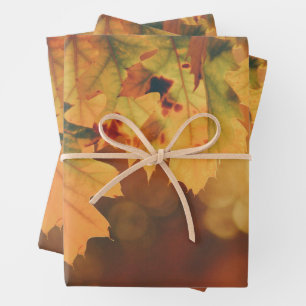Rustikale Herbstleaves als Papierfolien Geschenkpapier Set