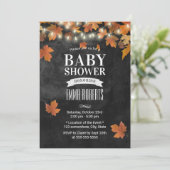 Rustikale Herbstleaves Chalkboard Babydusche Einladung (Stehend Vorderseite)