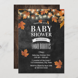 Rustikale Herbstleaves Chalkboard Babydusche Einladung