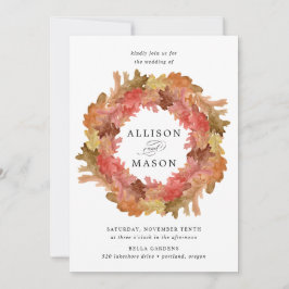 Rustikale Herbstleaves fallen Wreath-Hochzeit Einladung