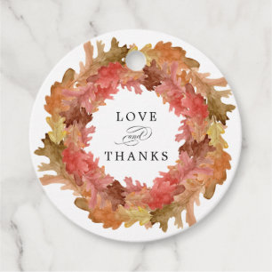 Rustikale Herbstleaves fallen Wreath-Hochzeit Geschenkanhänger