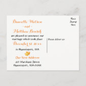 Rustikale Herbstleaves nur verheiratet Orange Hoch Ankündigungspostkarte (Rückseite)