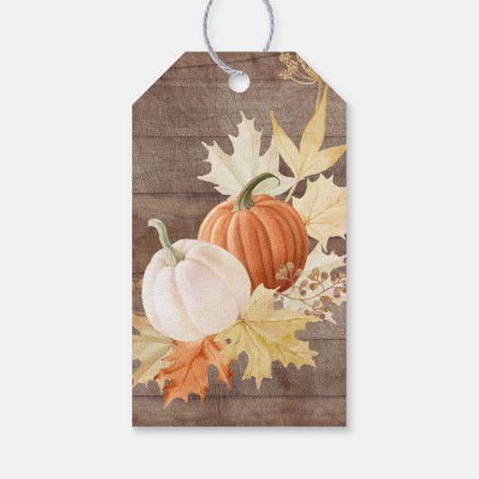Rustikale Herbstleaves Pumpkin Brautparty Gefallen Geschenkanhänger (Rückseite)