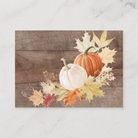 Rustikale Herbstleaves Pumpkin Display Dusche Begleitkarte (Rückseite)