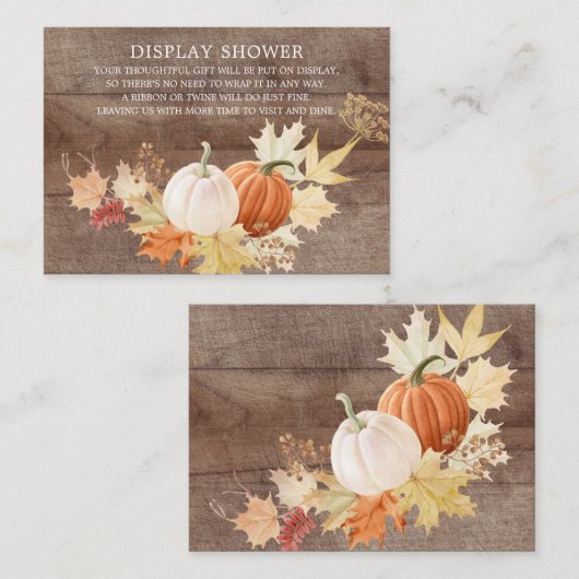 Rustikale Herbstleaves Pumpkin Display Dusche Begleitkarte (Vorne/Hinten)