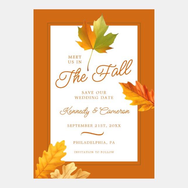 Rustikale Herbstleaves Save the Date Hochzeit Einladung (Vorderseite)