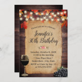 Rustikale Herbstleaves String Lights Wein Geburtst Einladung (Vorne/Hinten)