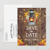 Rustikale Herbstleuchten Save the Date Ankündigungspostkarte (Vorne/Hinten)