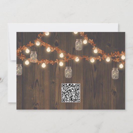 Rustikale Herbstleuchten und Blätter Save the Date Ankündigung (Rückseite)