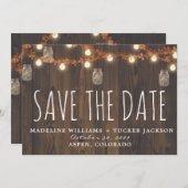 Rustikale Herbstleuchten und Blätter Save the Date Ankündigung (Vorne/Hinten)