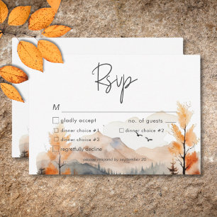 Rustikale herbstliche Bergszene-Wasserfarben-Dinne RSVP Karte