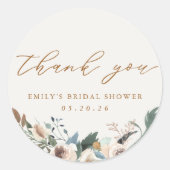 Rustikale herbstliche Blumenschmuck-Hochzeitseinla Runder Aufkleber (Vorderseite)