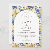 Rustikale herbstliche botanische Hochzeit Save The Date (Vorderseite)