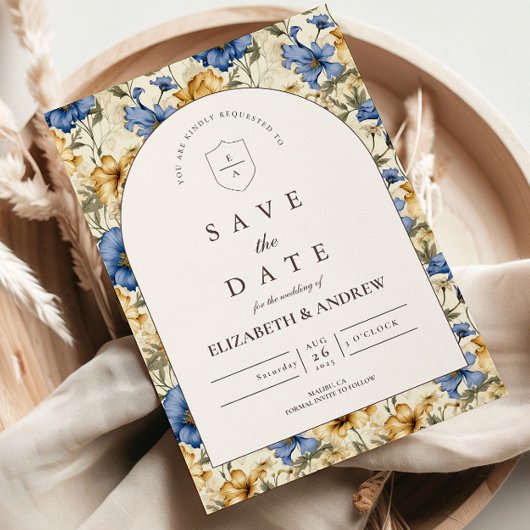 Rustikale herbstliche botanische Hochzeit Save The Date