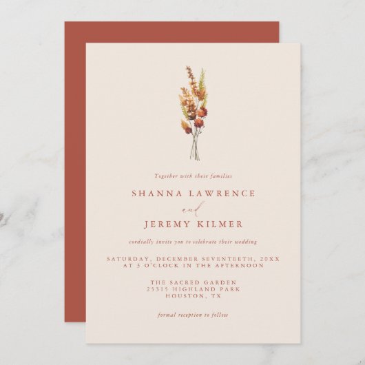 Rustikale Herbstliche Elegante | Einladung (Vorne/Hinten)