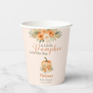 Rustikale herbstliche Floral Orange Kürbis-Baby-Pa Pappbecher