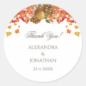 Rustikale Herbstliche Hochzeit im Herbst Danke Runder Aufkleber (Vorderseite)
