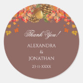 Rustikale Herbstliche Hochzeit im Herbst Danke Runder Aufkleber (Vorderseite)