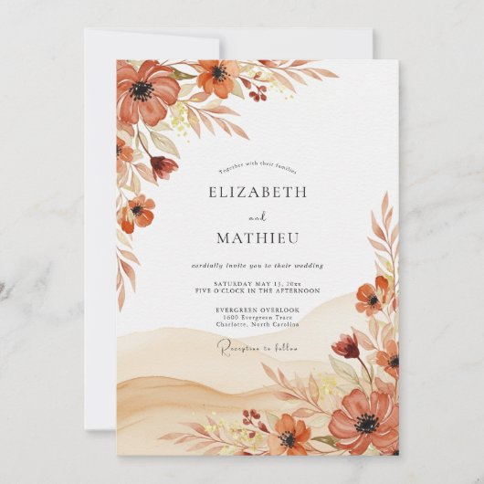 Rustikale herbstliche Hochzeit mit Laune Einladung (Vorderseite)