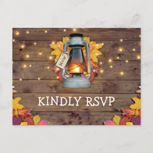 Rustikale Herbstlichter Hochzeit Herbstlaub RSVP Einladungspostkarte