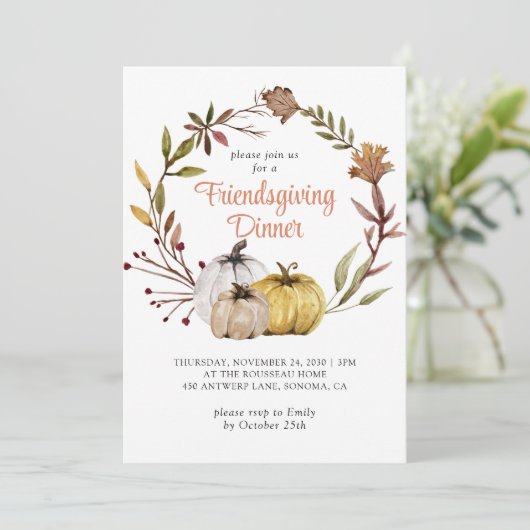 Rustikale Herbstpumpen Blumenfreunde Einladung (Stehend Vorderseite)