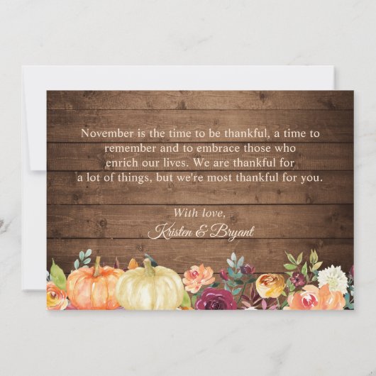 Rustikale Herbstpumpen florale String Lights Dankeskarte (Rückseite)