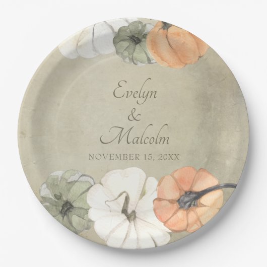 Rustikale Herbstpumpen Personalisierte Hochzeit Pappteller (Vorderseite)