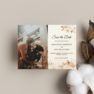 Rustikale Herbstpumpen und Blume Ankündigungspostkarte