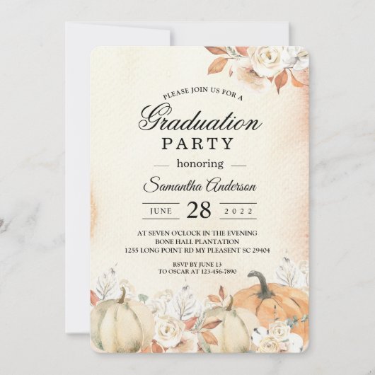 Rustikale Herbstpumpen und Blume Einladung (Vorderseite)