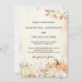 Rustikale Herbstpumpen und Blume Einladung (Vorderseite)