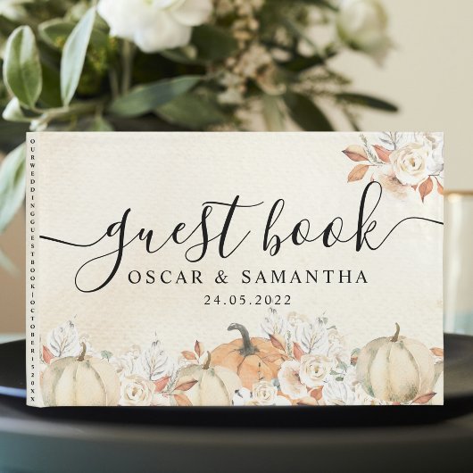 Rustikale Herbstpumpen und Blume Gästebuch